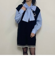 配色ケーブルニットベスト