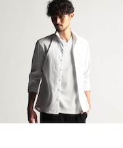 リバーシブルドビー７分袖スタンドカラーシャツ