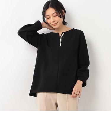 【WALDO】パール付キーネックカットソー