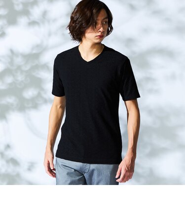 幾何学柄Ｖネック半袖プルオーバー