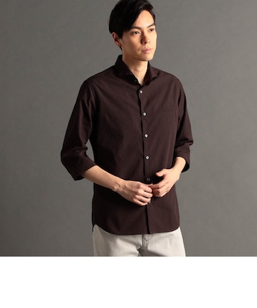 カッタウェイカラー7分袖シャツ