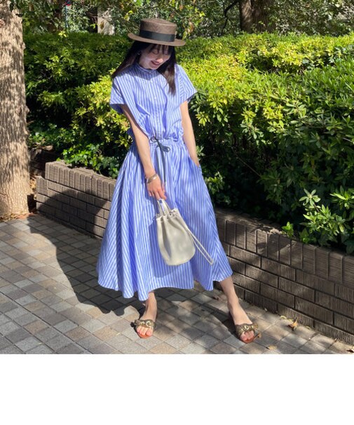 レイヤード風ウエストドロストワンピース