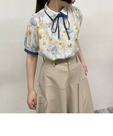 ダブル衿柄ブラウス