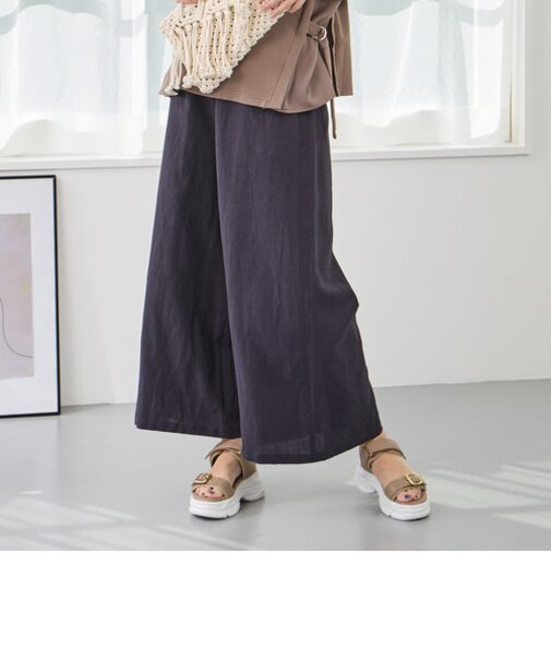 リネン混イージーパンツ