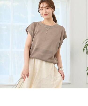 リネン混ニットプルオーバー