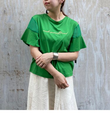 袖シアー切替 刺繍ロゴＴＥＥ