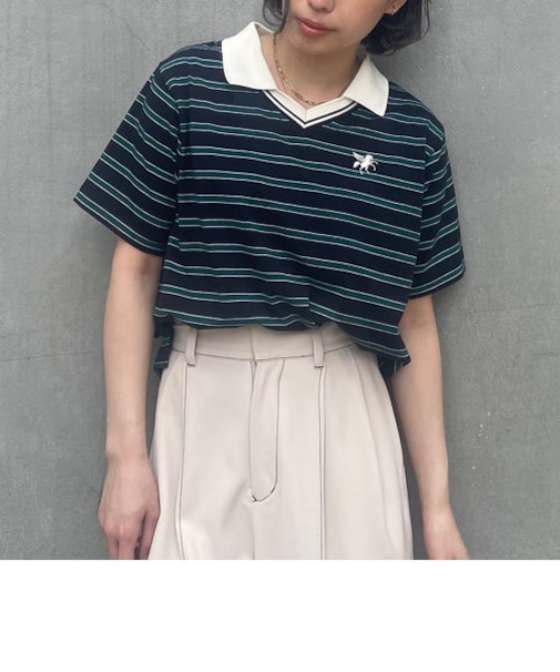 ラインデザイン ラガーTシャツ/マルチボーダー