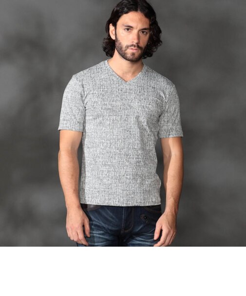 メランジジャカードＶネック半袖プルオーバー