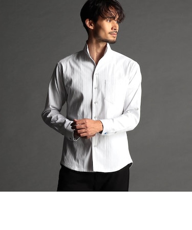 リバーシブルドビー スタンドカラーシャツ