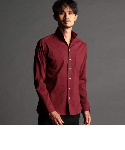 リバーシブルドビー スタンドカラーシャツ