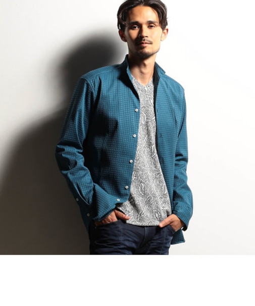 【RIELABO】ストレッチドビー スタンドシャツ