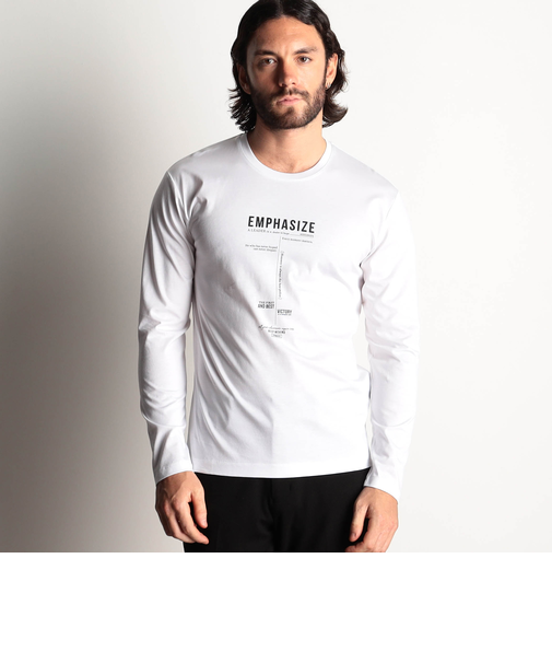 激シルケットロゴプリント長袖Tシャツ