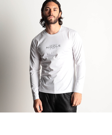激シルケットロゴプリント長袖Tシャツ