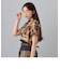 衿ベルト 水彩柄ブラウス