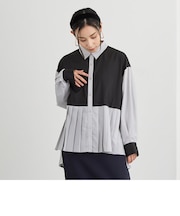 プリーツシャツブラウス