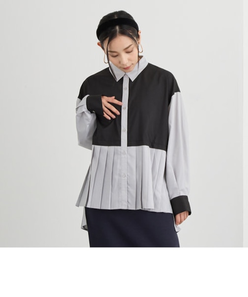 プリーツシャツブラウス