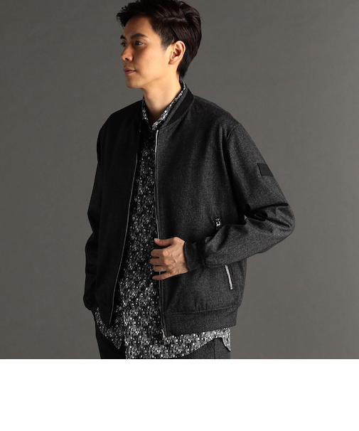 DELEGANT サーキュラーダブルジャージ クルーネックブルゾン