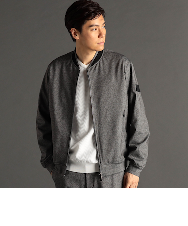 DELEGANT サーキュラーダブルジャージ クルーネックブルゾン