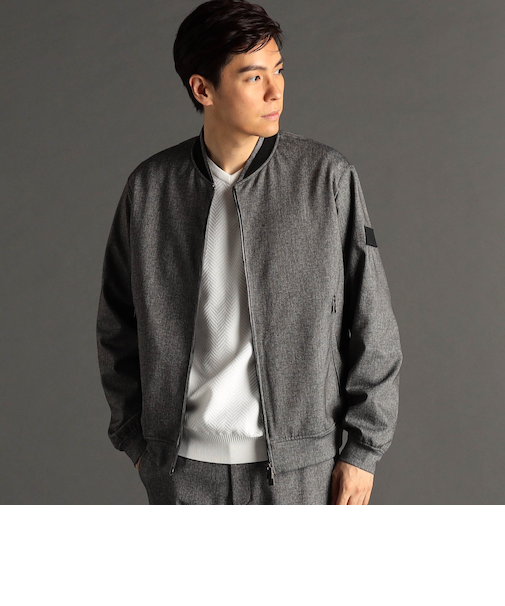 DELEGANT サーキュラーダブルジャージ クルーネックブルゾン