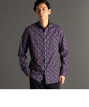 TEXTA ワイングラスプリントブロード カッタウェイカラーシャツ