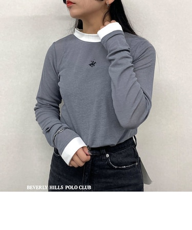 【BEVERLY HILLS POLO CLUB】レイヤード風シアーロングTEE
