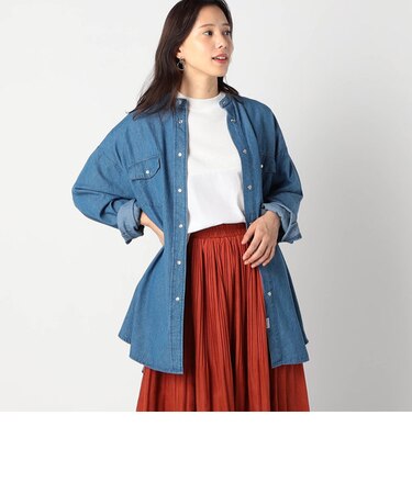 ウエスタン風 ノーカラーデニムシャツ