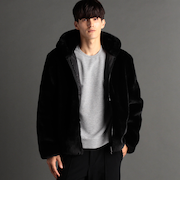 Faux fur フーディブルゾン