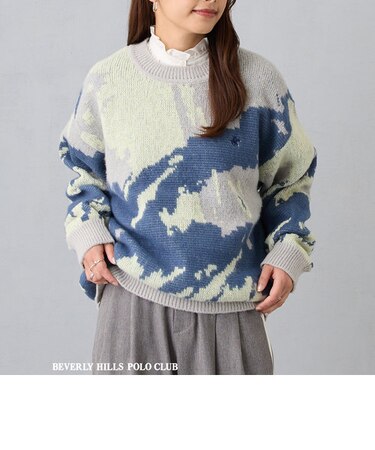 【BEVERLY HILLS POLO CLUB】WJQモヘアタッチチェックプルオーバー