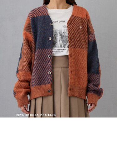 【BEVERLY HILLS POLO CLUB】モヘアタッチカーディガン