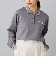 ライン配色ワンポイント刺繍ポロシャツ／長袖