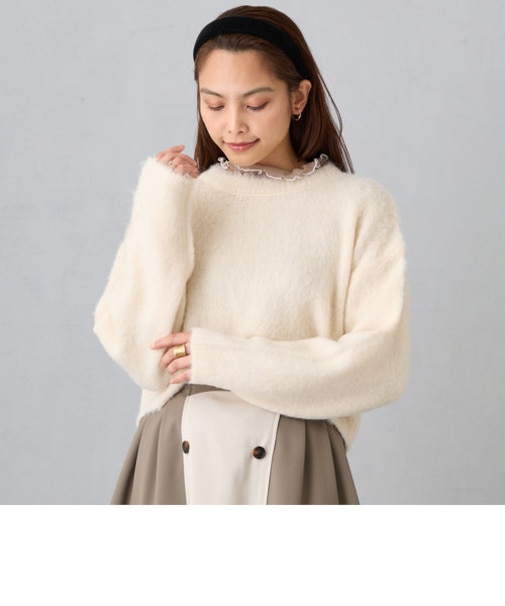 モヘアタッチニットプルオーバー