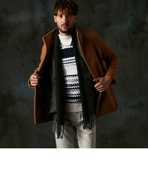 ストレッチメルトンスタンドミドルコート