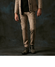 マイクロ起毛ポンチ　ムラプリント多ポケットカーゴパンツ