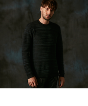 リップルタックボーダークルーネックニット