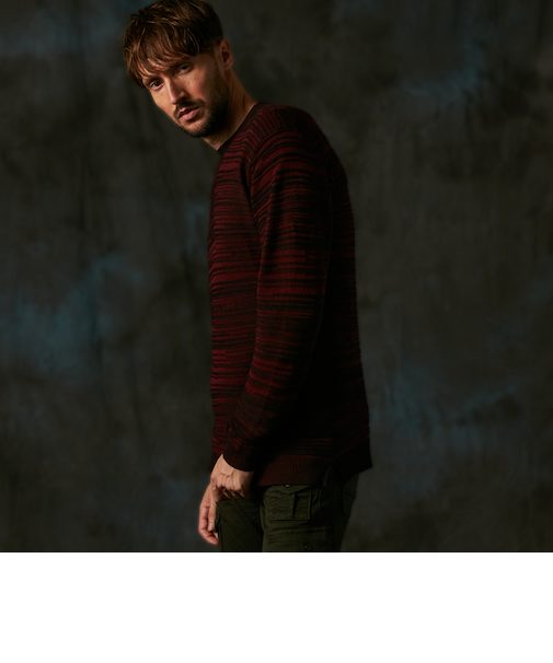 リップルタックボーダークルーネックニット