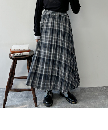チェックプリーツロングスカート