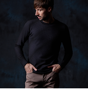 バイヤスジオメトリックモックネックプルオーバー