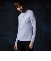 バイヤスジオメトリックモックネックプルオーバー