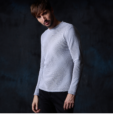 バイヤスジオメトリックモックネックプルオーバー