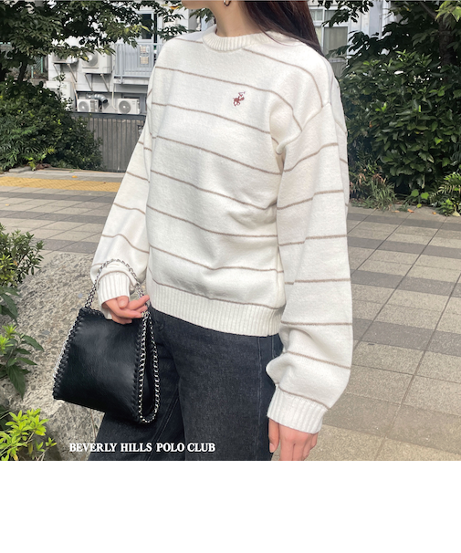 【BEVERLY HILLS POLO CLUB】ボーダーニットプルオーバー