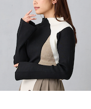 バイカラーリブニット