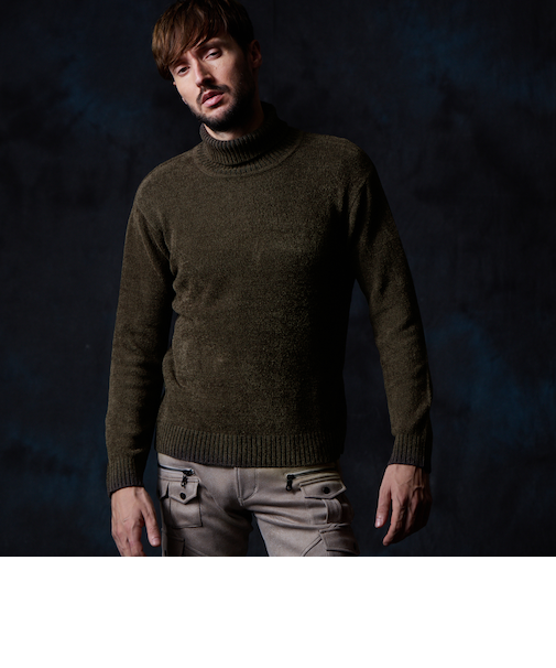 メランジモールオフタートルネックニット