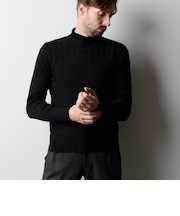 バスケットジャガードタートルネックニット