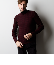 バスケットジャガードタートルネックニット