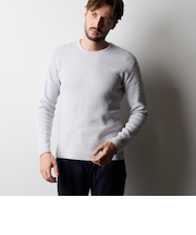 幾何学柄引き揃えJQクルーネックニット