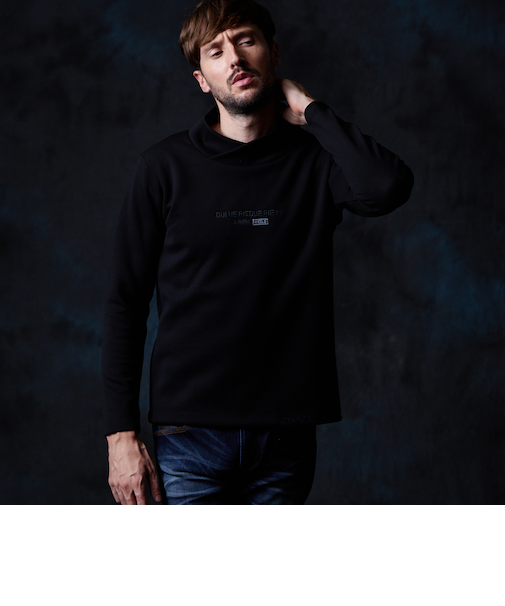 ショールカラー風オフタートルプルオーバー