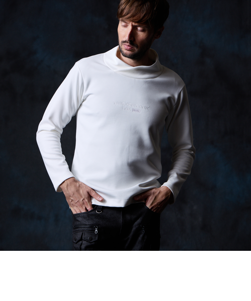 ショールカラー風オフタートルプルオーバー