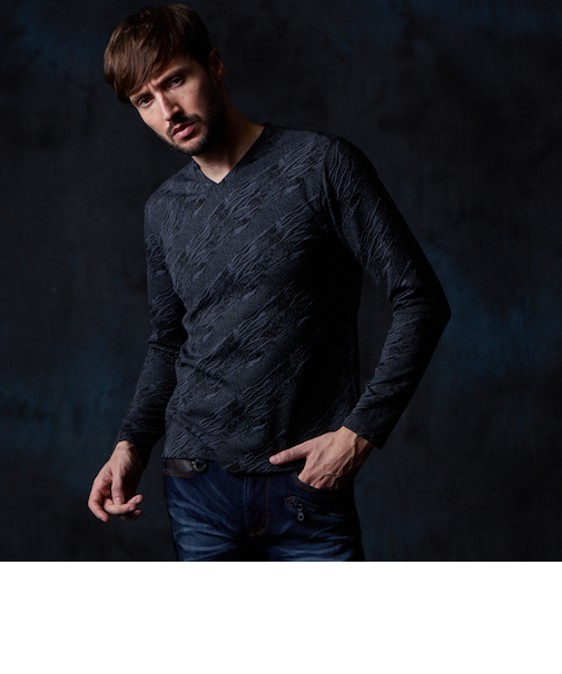 ヘリンボーン×アイビージャガードＶネックプルオーバー