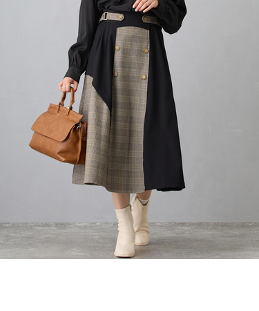 バイカラーフレアスカート