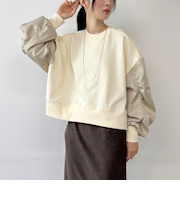 異素材使い裏起毛プルオーバー